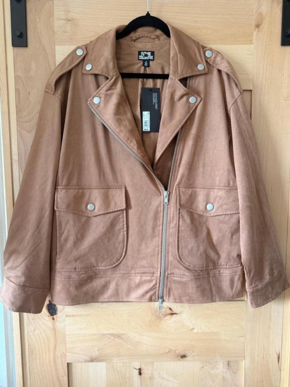 Tan Moto Jacket Women Size S